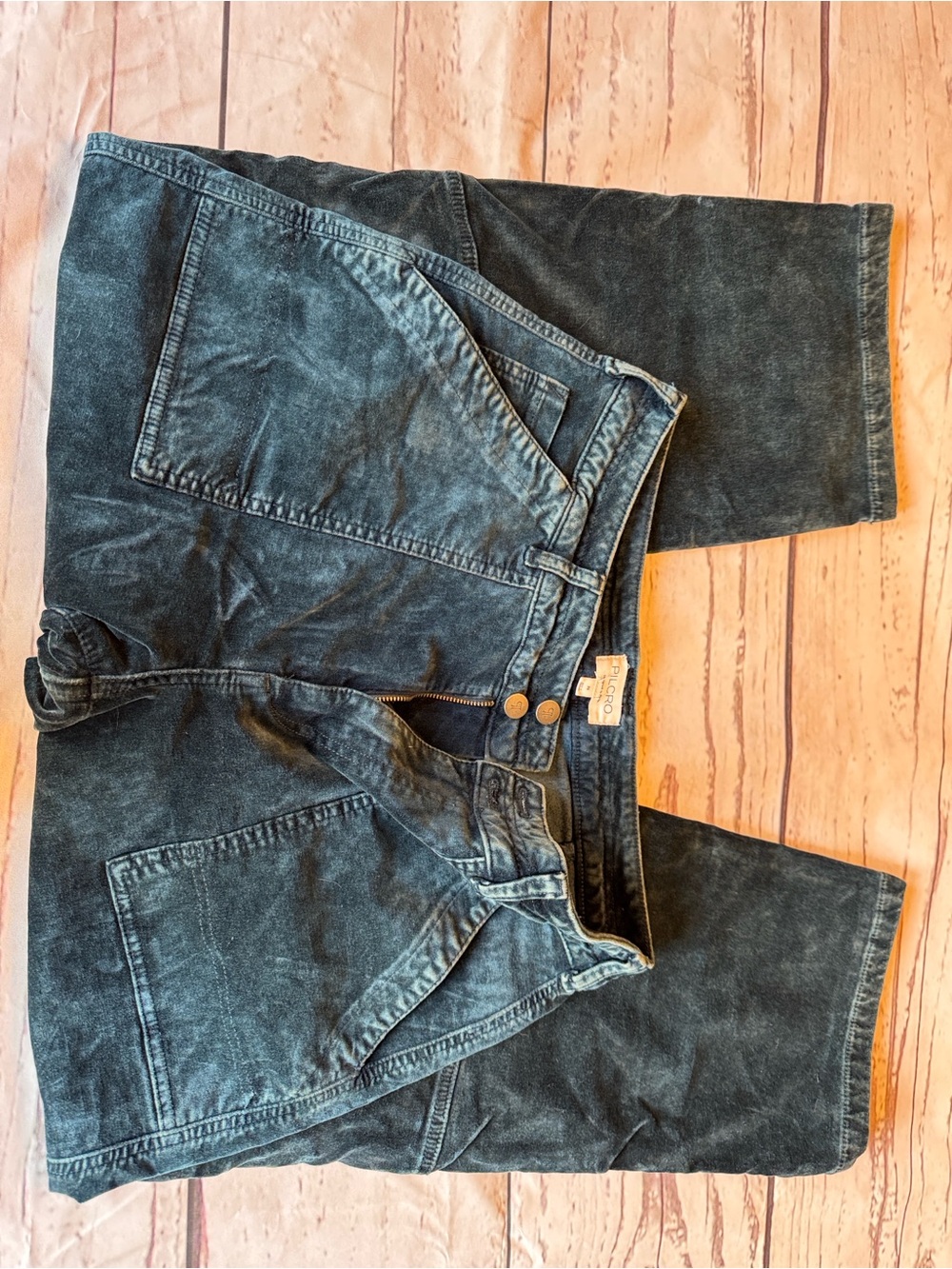 Anthropology Pilcro Washed Dark Blue Cropped Wide-Leg Pants
